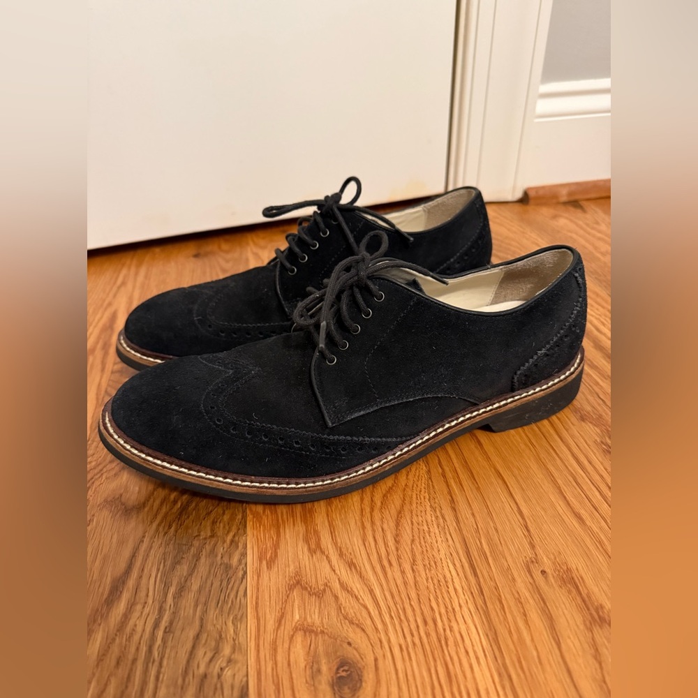 Cole Haan Black Suede Wingtip Oxfords
